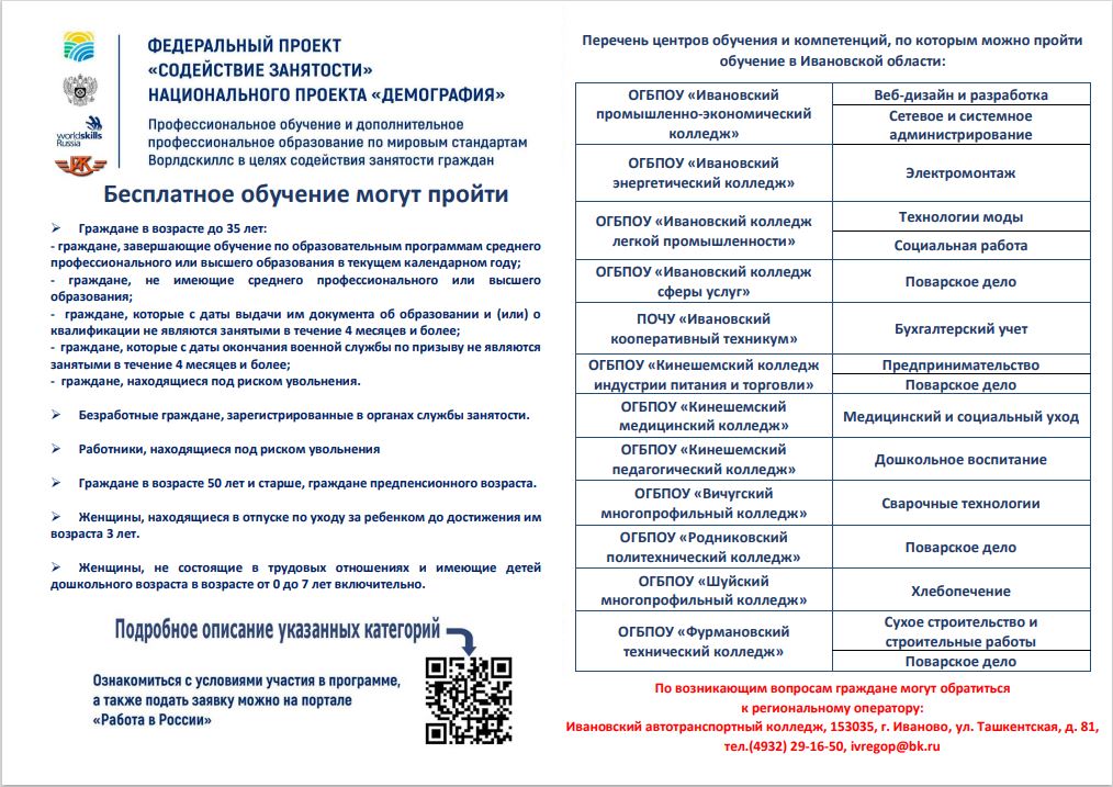 Содействие занятости национального проекта демография